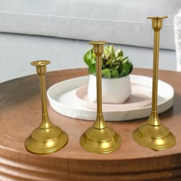 NWT Gold Beveled Candle Holders (3) - Picture 2 of 2